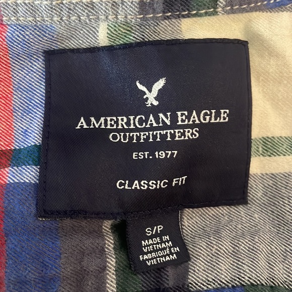 💛American Eagle 🦅 Rainbow Flannel Colorful Button Down Size Small - Picture 8 of 12